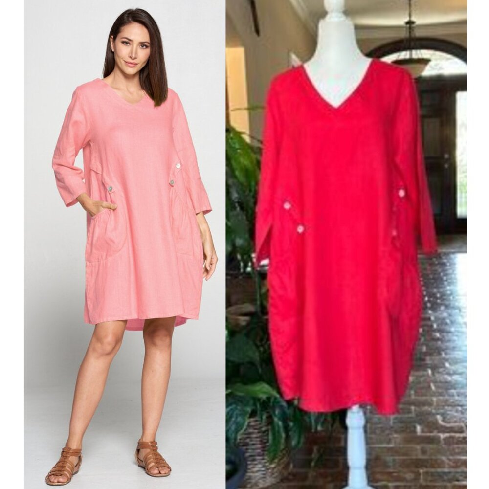 Match Point %100 linen dress sz Large - Picture 11 of 11